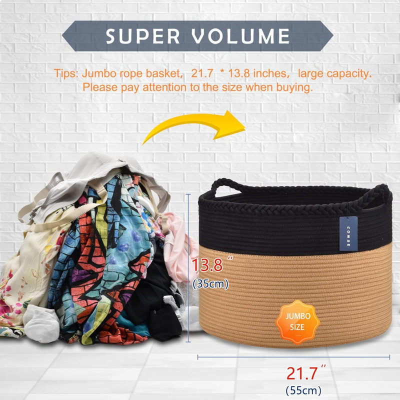 Laundry Basket, Black/Camel