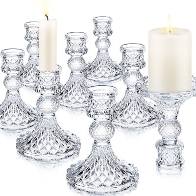 24 porte-bougies effilés transparents de 4 po de hauteur en verre en forme de chandelier en cristal en vrac support de bâton de mariage pour la fête d'anniversaire
