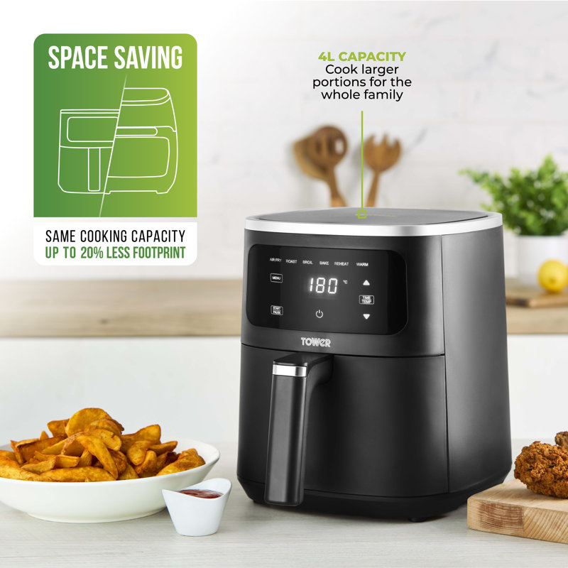 Tower  4L Single Basket Digital Air Fryer with Vortx Technology, 6 Cooking Pre-Sets,Digital Control Panel, 1300W