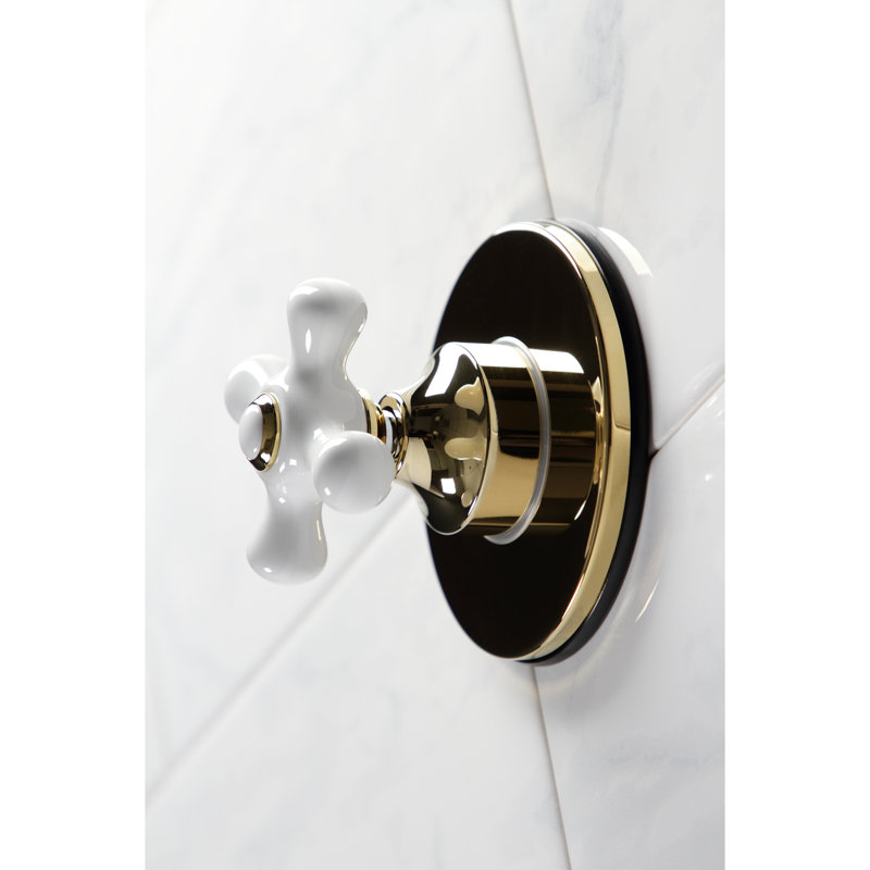 Kingston Brass Single-Handle Wall Mount Three-Way Diverter Valve with Trim Kit, Polished Brass