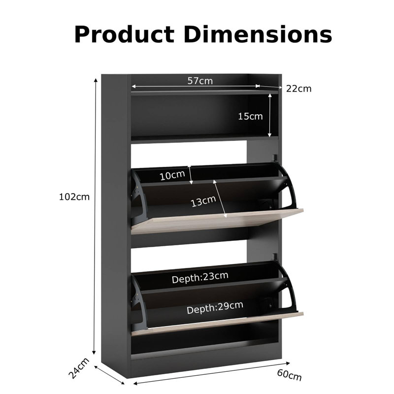 12 Pair Shoe Storage Cabinet, Black