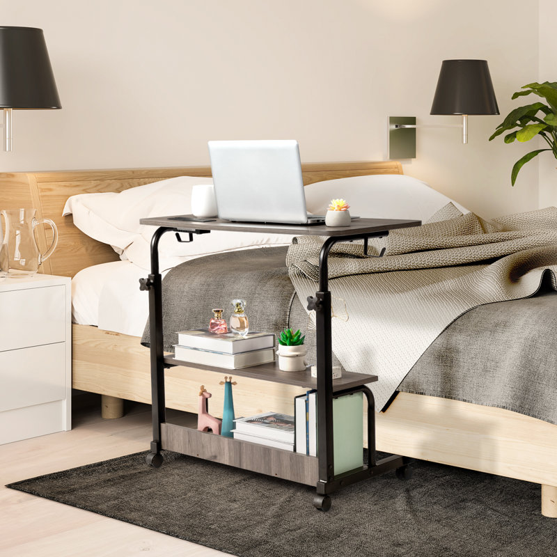 Bureau d'ordinateur à hauteur ajustable avec 3 prises USB et 2 prises de courant alternatif, bureau ergonomique à revêtement en mélamine pour bureau à domicile