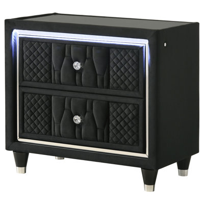 Schum 2-Drawer LED Nightstand With USB Black
