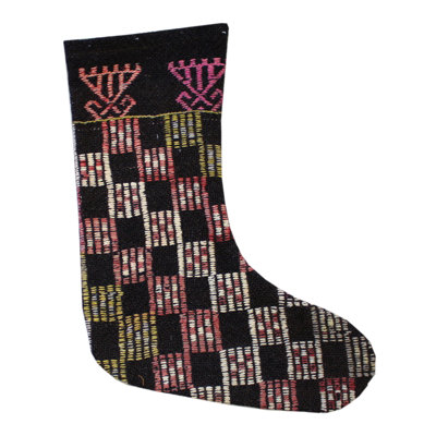 Kilim Stocking in Brown/Rust/Pink