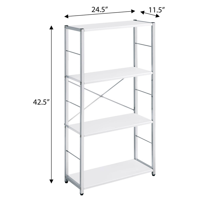 Bibliothèque blanche et chrome 4Tier, Blanc