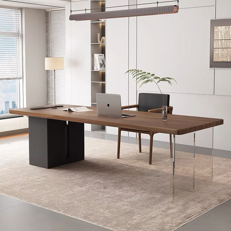 Bureaux rectangulaires en bois massif noyer, H 29,53 po x l 70,87 po x P 31,5 po