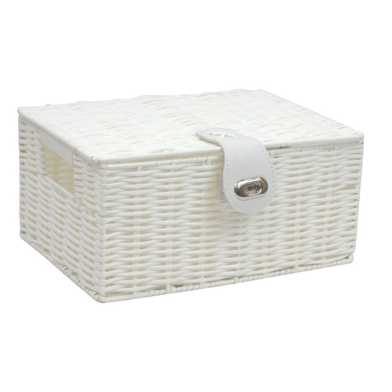 Brambly Cottage Plastic Decorative Basket, White, 12.5cm H x 28cm W x 20cm D
