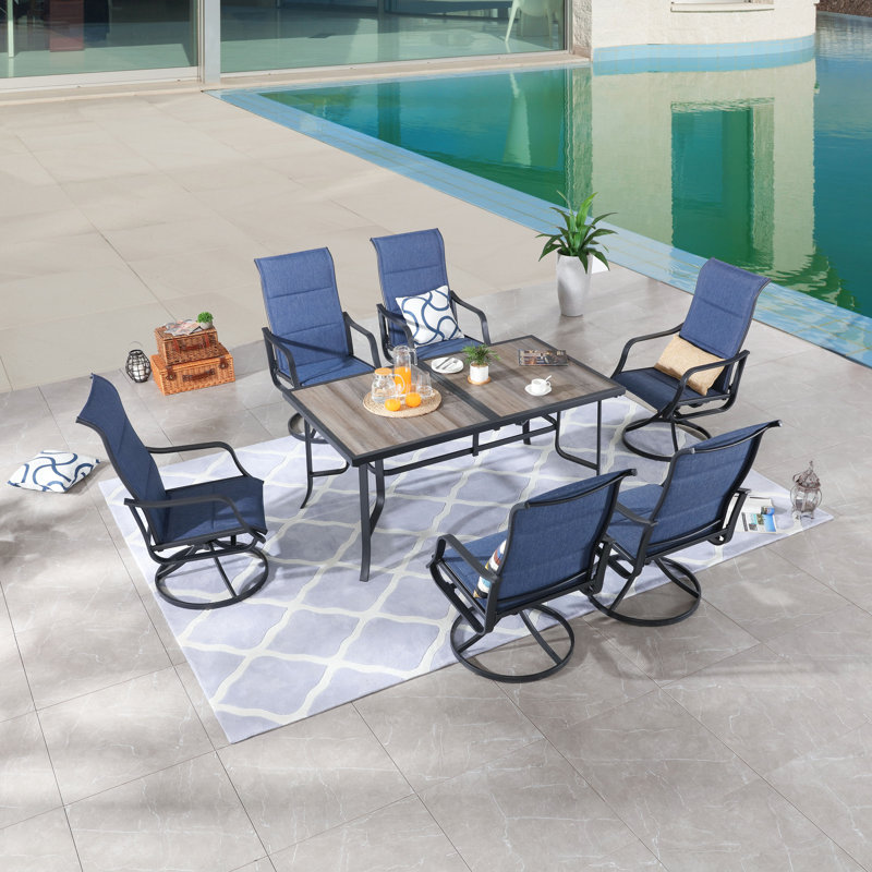 Blagoja 6 - Person Patio Dining Set with Rectangular Table, Gray
