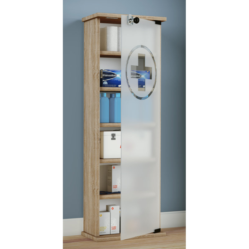 Quovadis 31mm W 92mm H Wall Mounted Optional Medicine Cabinet Mirror, Sonoma Oak