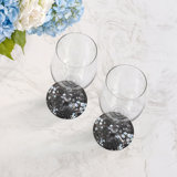 Blossom Fantasia French Gray Vegan Leather Round Coasters