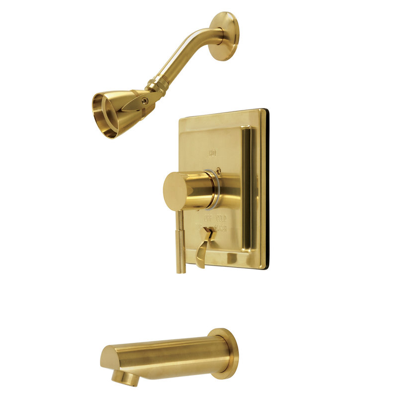 Kingston Brass Concord Single-Handle Pressure Balanced Tub and Shower Faucet, Brushed Brass