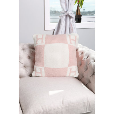 Initial "H" Luxury Soft Cushion Cover - PINK