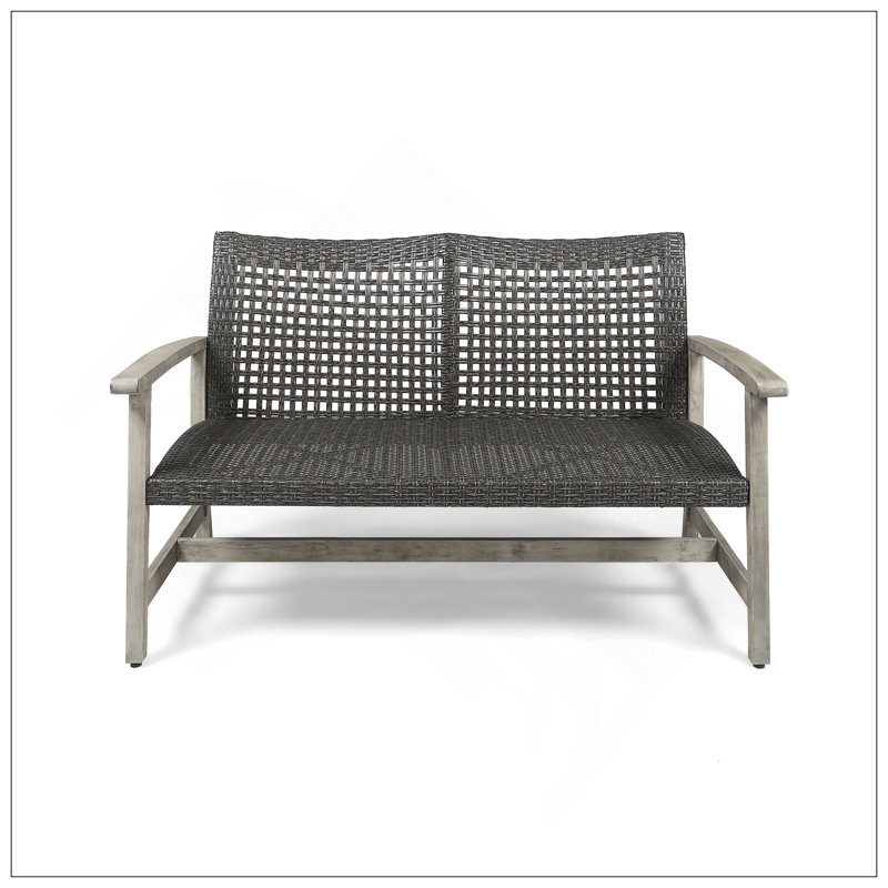 Causeuse d'extérieur durable en bois d'acacia, parfaite pour les conversations sur le patio et la cour, Gris