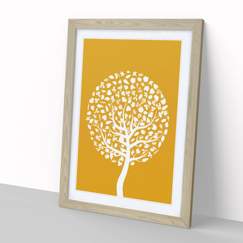 Orange and White Tree - Framed Print, 48cm H x 36cm W x 2cm D, Oak Framed