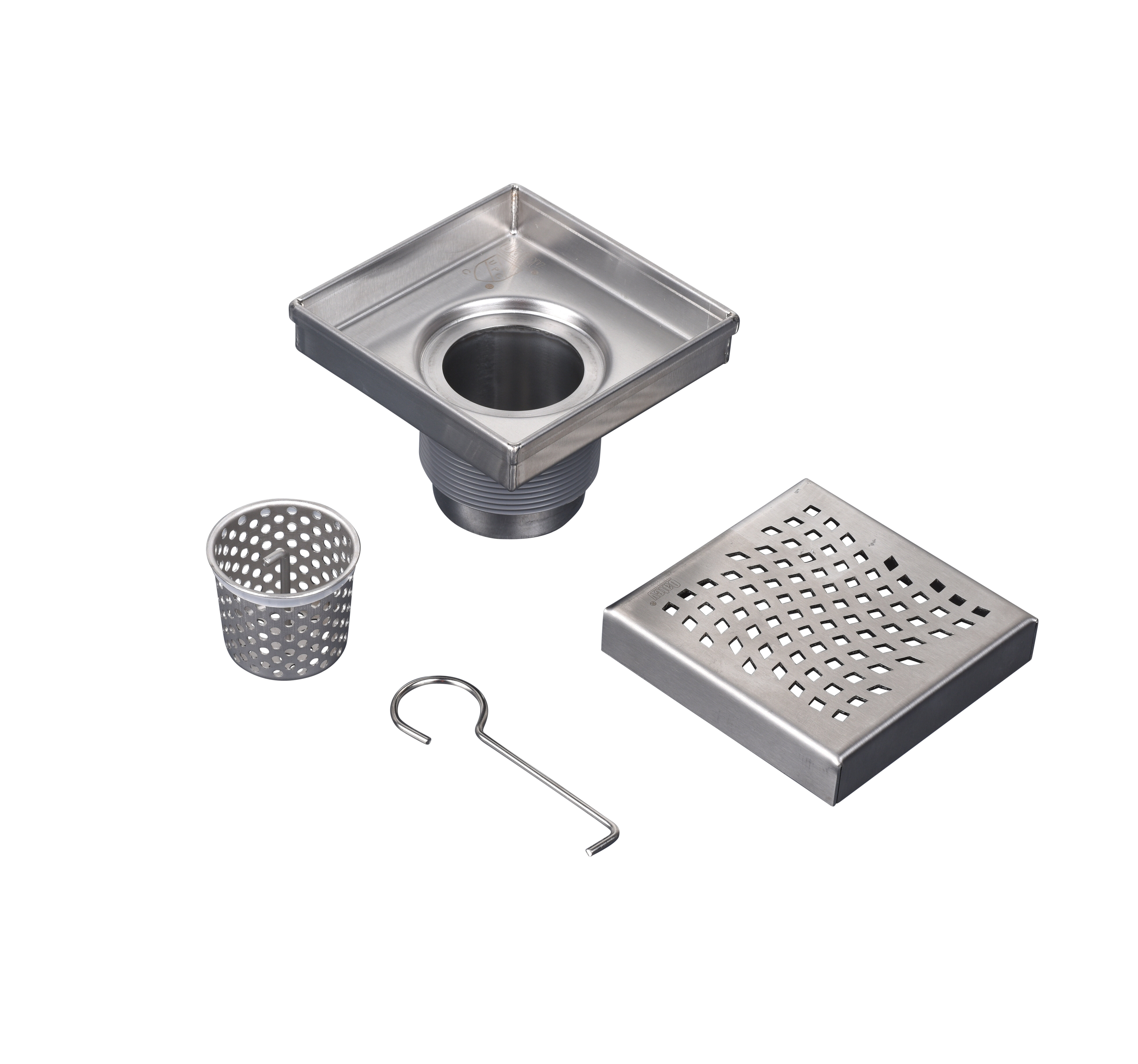 Decorative Shower Drains  4-INCH SQUARE GRID SHOWER DRAIN