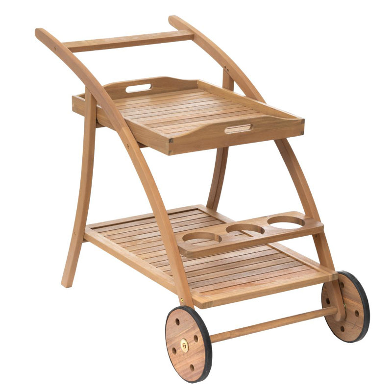 Bletsoe Brayden Studio Bar Cart with Solid Wood Outer Material