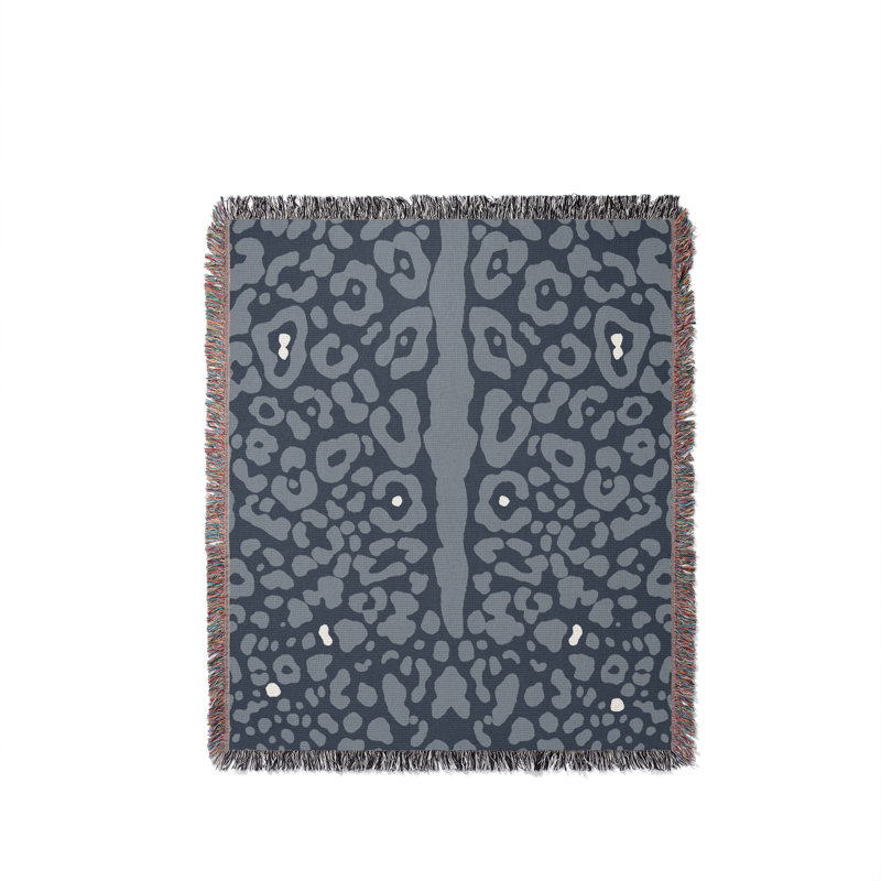 Jeté en coton Cheetah, Bleu gris, 60 po x 80 po