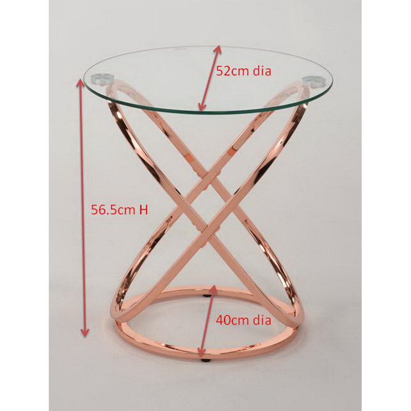 Rhiannon Glass Top Abstract End Table, Copper