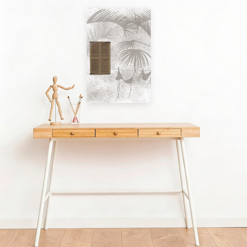 «Tropical Reflections Abstract Retro Palm Tree Architecture Beach», reproduction d'art murale, H 18 po x l 12 po