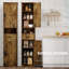 Grande armoire de rangement étroite avec portes de grange, tablettes réglables pour la salle de bain, salon, entrée de la cuisine-904345830