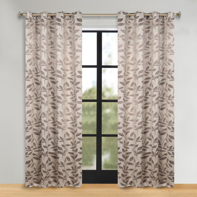 Finklea Floral Pattern Polyester Light Filtering/Room Darkening Rod Pocket Curtain Panels