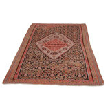 Canvello Antique 1950 Hand Made Casual Medallion Silkroad Seneh Rug - 4'1'' X 6'3''
