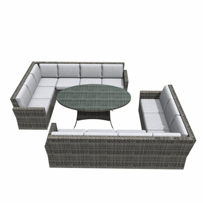 Wicker 12 - Person Patio Conversation Set with Cushions