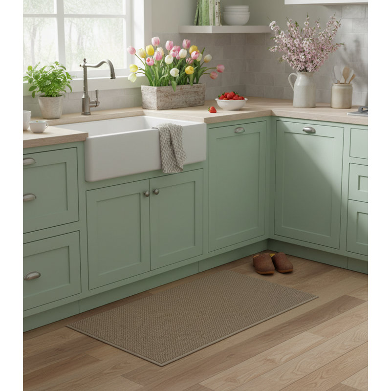 Tapis de cuisine antidérapants lavables et antidérapants pour plancher de cuisine devant l'évier 20 po x 32 po, Brun