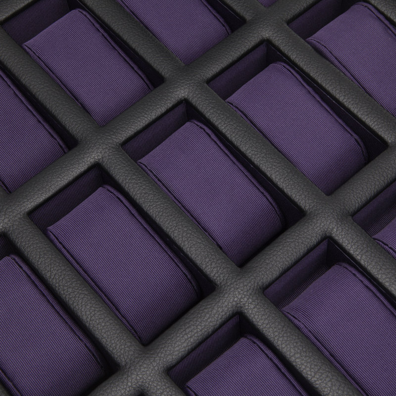 Wood Watch Box + Locking, Black/Purple