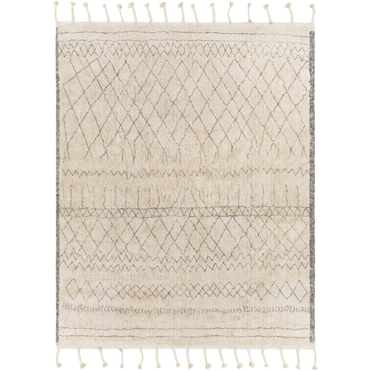 Clover Moroccan Handmade Cotton Gray/Cream Area Rug