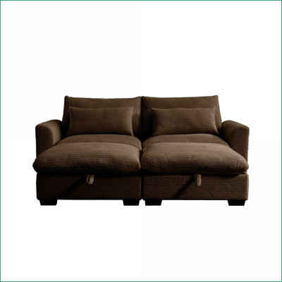 Sofas | Modern 2 Seater Corduroy Sofa with Armrests for Apartment Living Room, Walnut Brown | Corduroy | Walnut Brown