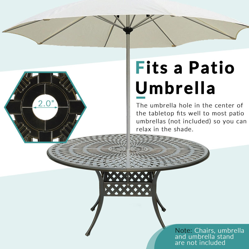 folding round patio table with umbrella hole Flash Furniture Indoor-Outdoor Steel , Black Round Dining Table Windward Design Group Fiberglass Top