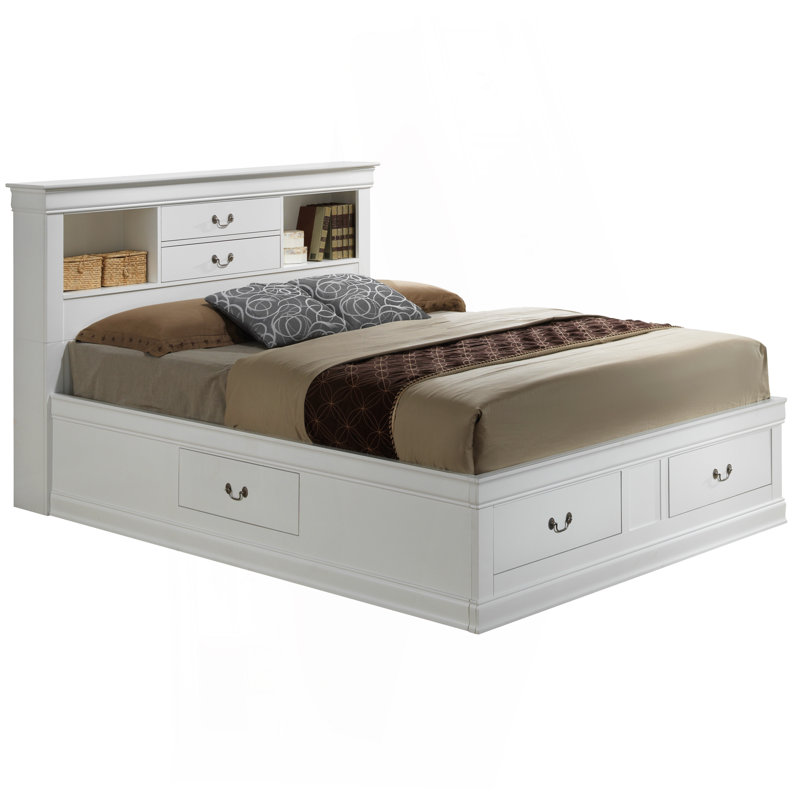 Elegant White Traditional Storage Bed