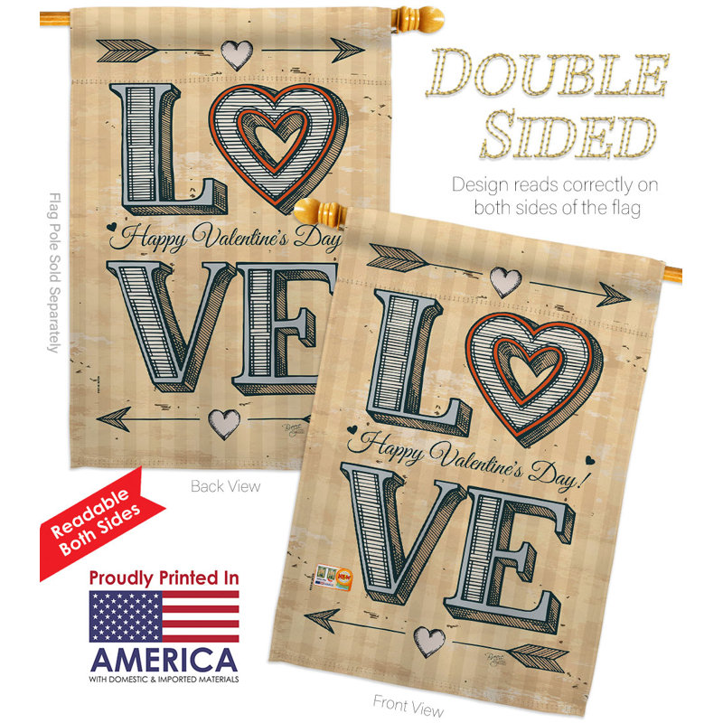 Drapeau de maison 40 po x 28 po Classic Love