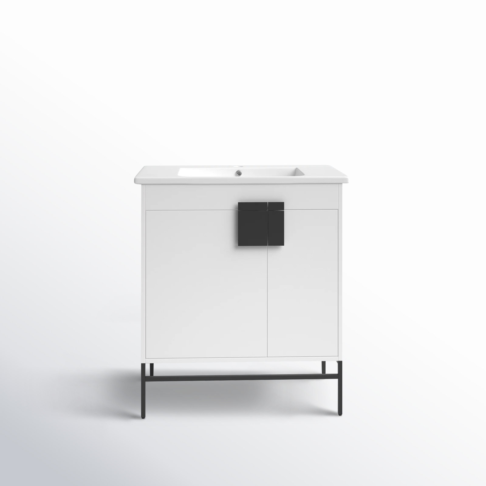 Maisie 30'' Single Bathroom Vanity, Black Matte, White