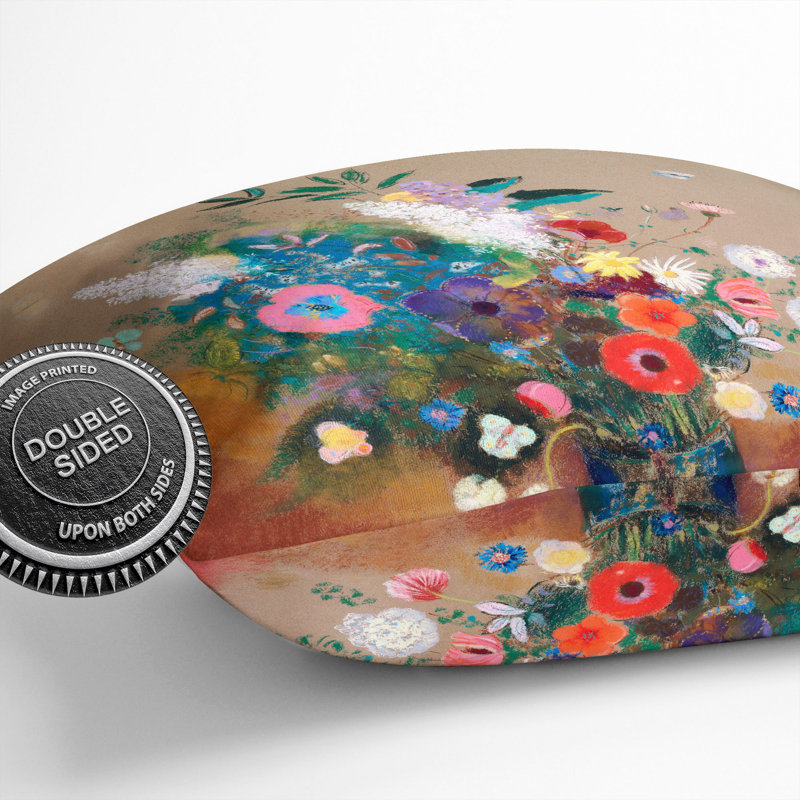 Vase Of Flowers Vol.7 Square Throw Cushion, 40cm H x 40cm W x 15cm D, Brown/Red/Cream