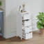 Armoire de rangement mince et mince à 4 tiroirs, armoire de plancher en panneau de fibres à densité moyenne avec dispositif de fixation murale anti-basculement