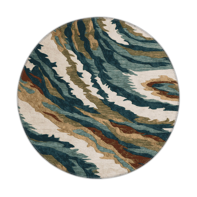 Tapis intérieur et extérieur noir Nature, Rond 5 pi