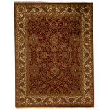 Hand Knotted Wool Area Rug in Red And Ivory