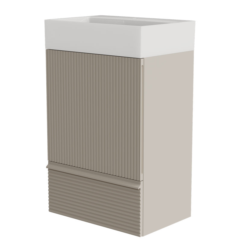 Meuble-lavabo moderne rayé en cachemire gris 20 po avec évier en céramique Gada