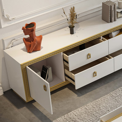 Solid Wood TV Stand with Large Storage
