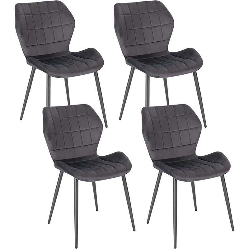 Hyampom 45cm H Velvet Upholstered Wing Back Side Chair, Dark Grey