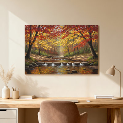 Plantes et fleurs, ruisseau de forêt d'automne avec feuilles colorées