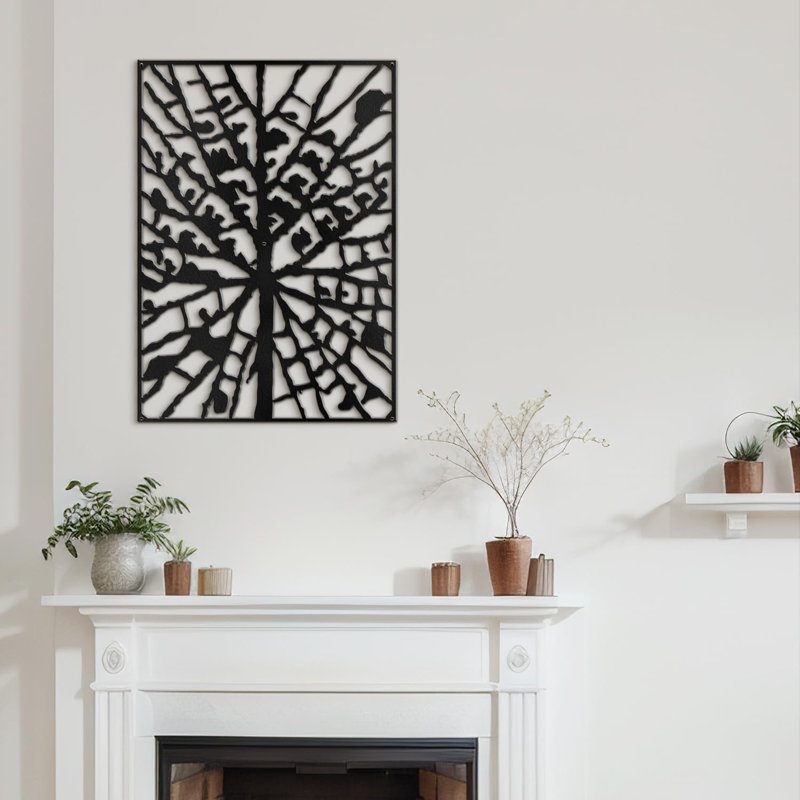 Décoration murale en métal moderne abstrait silhouette abstraite, Noir, H 30 po x l 21,13 po x P 0,05 po