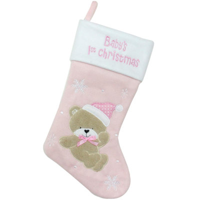 Chaussette de Noël ours de Noël 19 po brodée 1er bébé brodé
