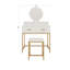 Elegant Makeup Vanity Set With Mirror, Stool, And Storage - Compact Gold Design For Small Bedrooms And Efficient Organization