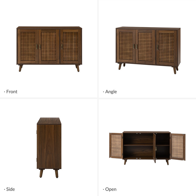 Aulbrey 44" Wide Sideboard with Solid Legs and Lattice Doors, Espresso