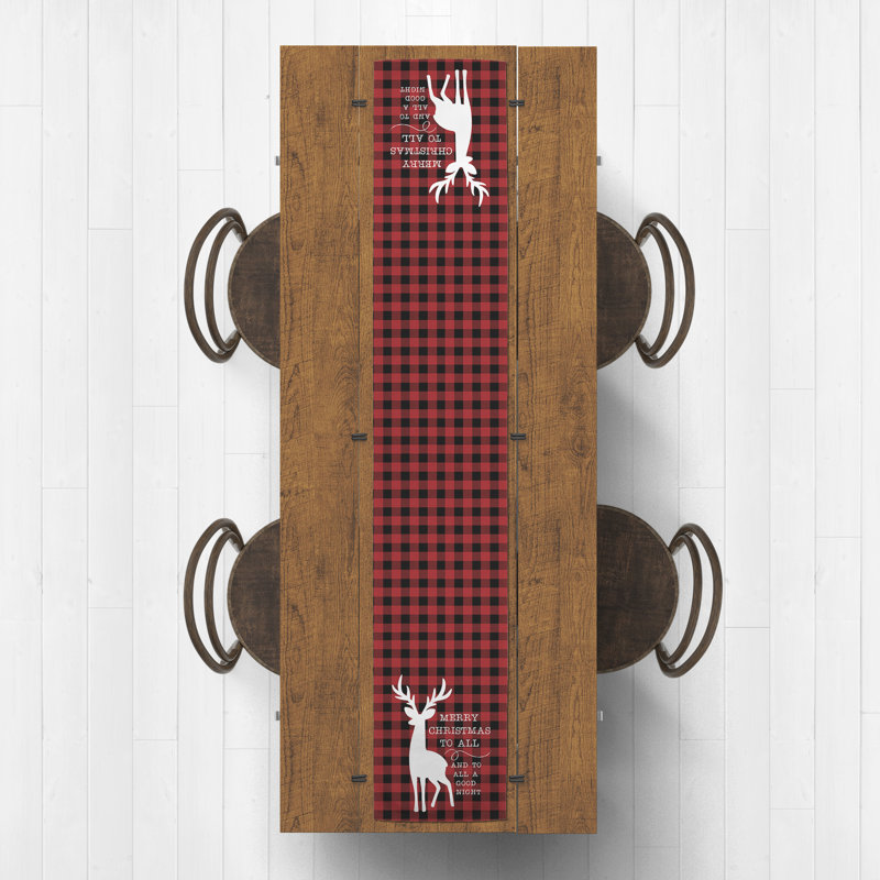 Folki Plaid Christmas Table Runner, 72" x 16"