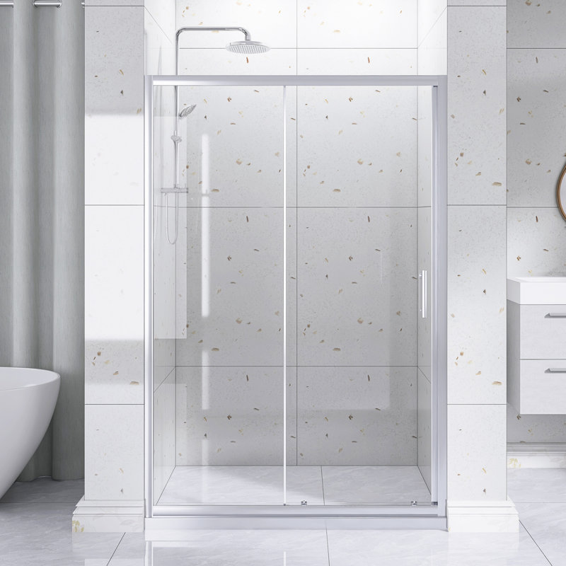 46.5 In. -48 In. W × 72 In. H Sliding Shower With 1/5" Thick Clear Tempered Glass | Stainless Steel Handle, Brushed Nickel
