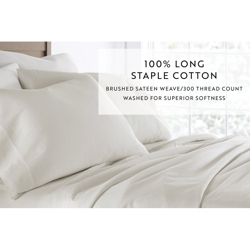 Ivory Twin Cotton Sheet Set with Pillowcase
